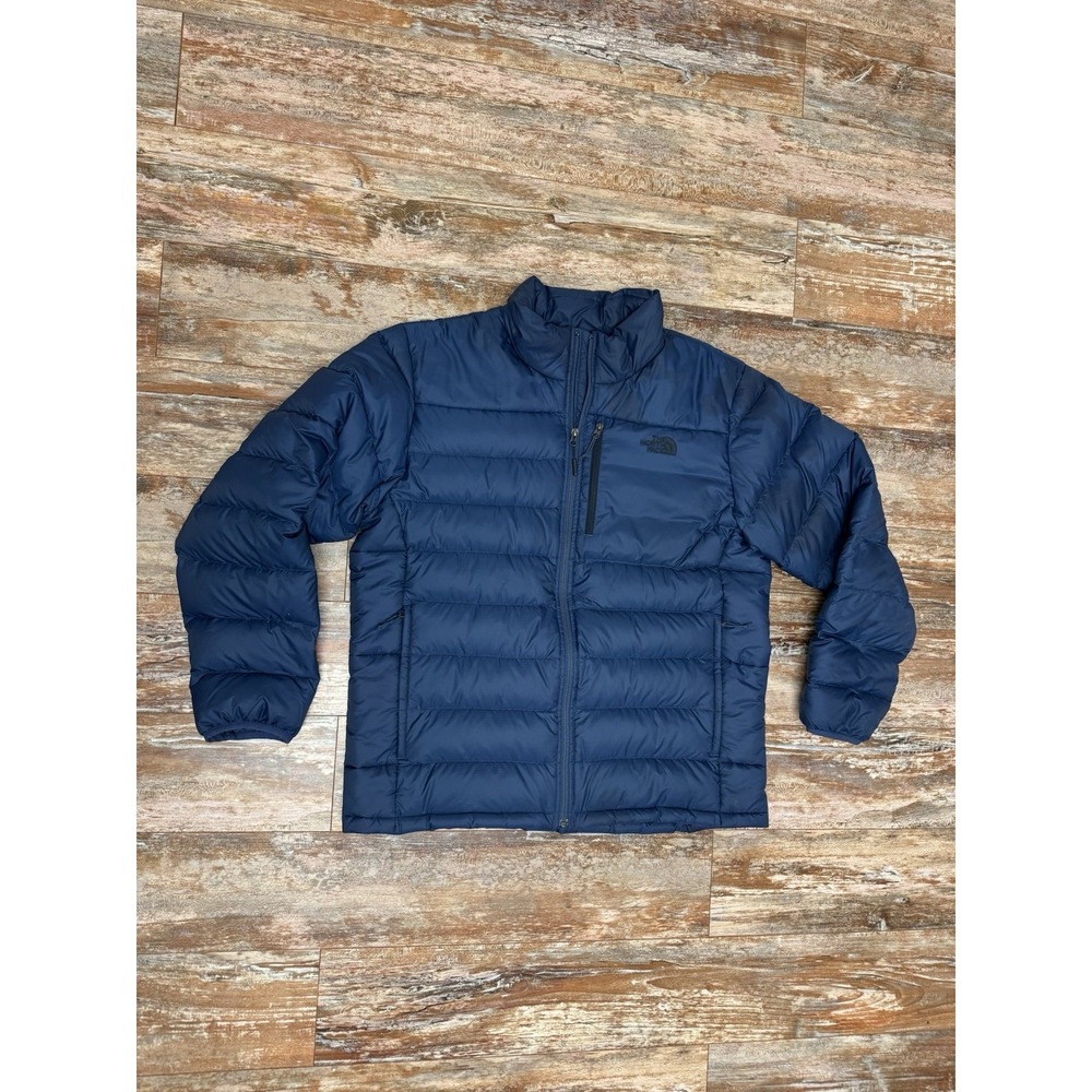 Mens The North Face Blue 550 Goose Down Insulated Puffer Coat Size XL *Stained*
